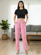 Everyday Pink Cotton Fully Elastic Trouser