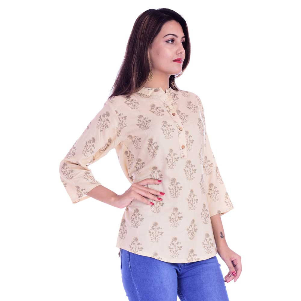 Bundle of 2 Cream and Yellow Printed Tops
