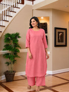 MauvePink Cotton Kurta Plazzo Set